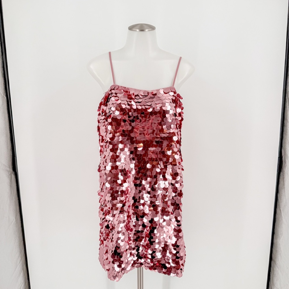 a new day Rose Pink Sequin Slip Mini Dress